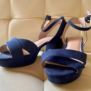 Blue Ankle Strap Platform Sandals
